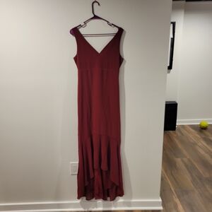 4SI3NNA Sleeveless High Low Dress in Deep Red
